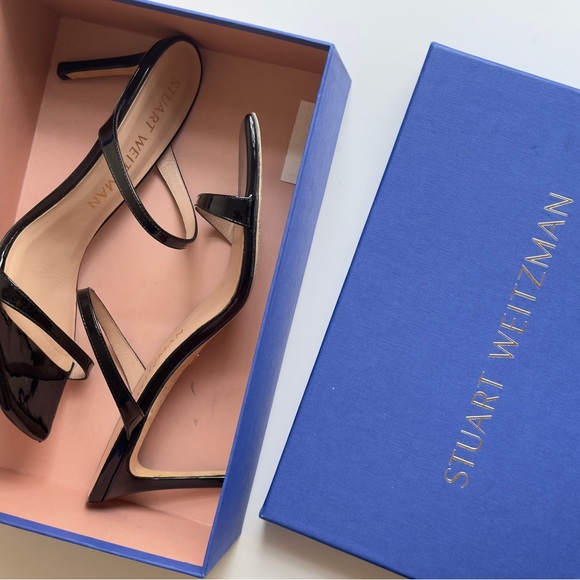 Stuart Weitzman Black Patent Strappy Heels - Picture 8 of 9